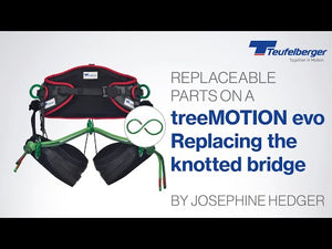 Teufelberger Treemotion Replacement Rope Bridge for treeMOTION EVO harness, showcasing replaceable parts and safety features.