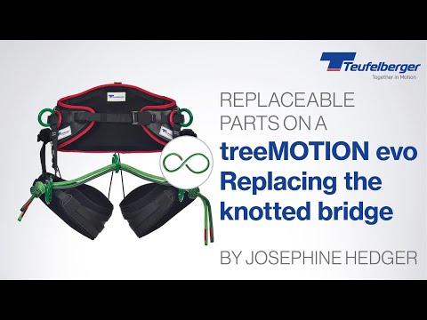 Teufelberger Treemotion Replacement Rope Bridge for treeMOTION EVO harness, showcasing replaceable parts and safety features.