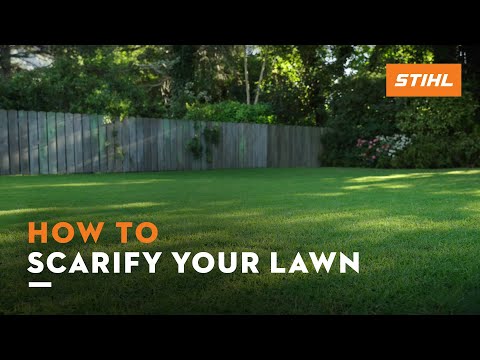 Video instructions on how to scarify your lawn using the STIHL RLA 240 cordless battery scarifier and aerator.
