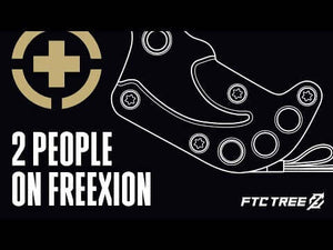 Freexion SRT device illustration with two people using it, designed for tree surgeons and enhanced SRT techniques.