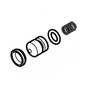 Pump piston kit components for Stihl FS91, FS100 featuring gaskets, O-rings, and spring.