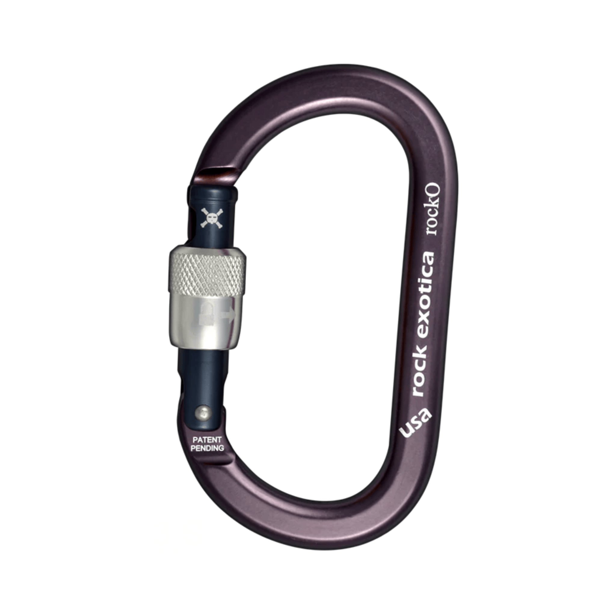 RockO Screwgate Lock Carabiner with enhanced oval connector design by Rock Exotica, suitable for rigging and rope access.
