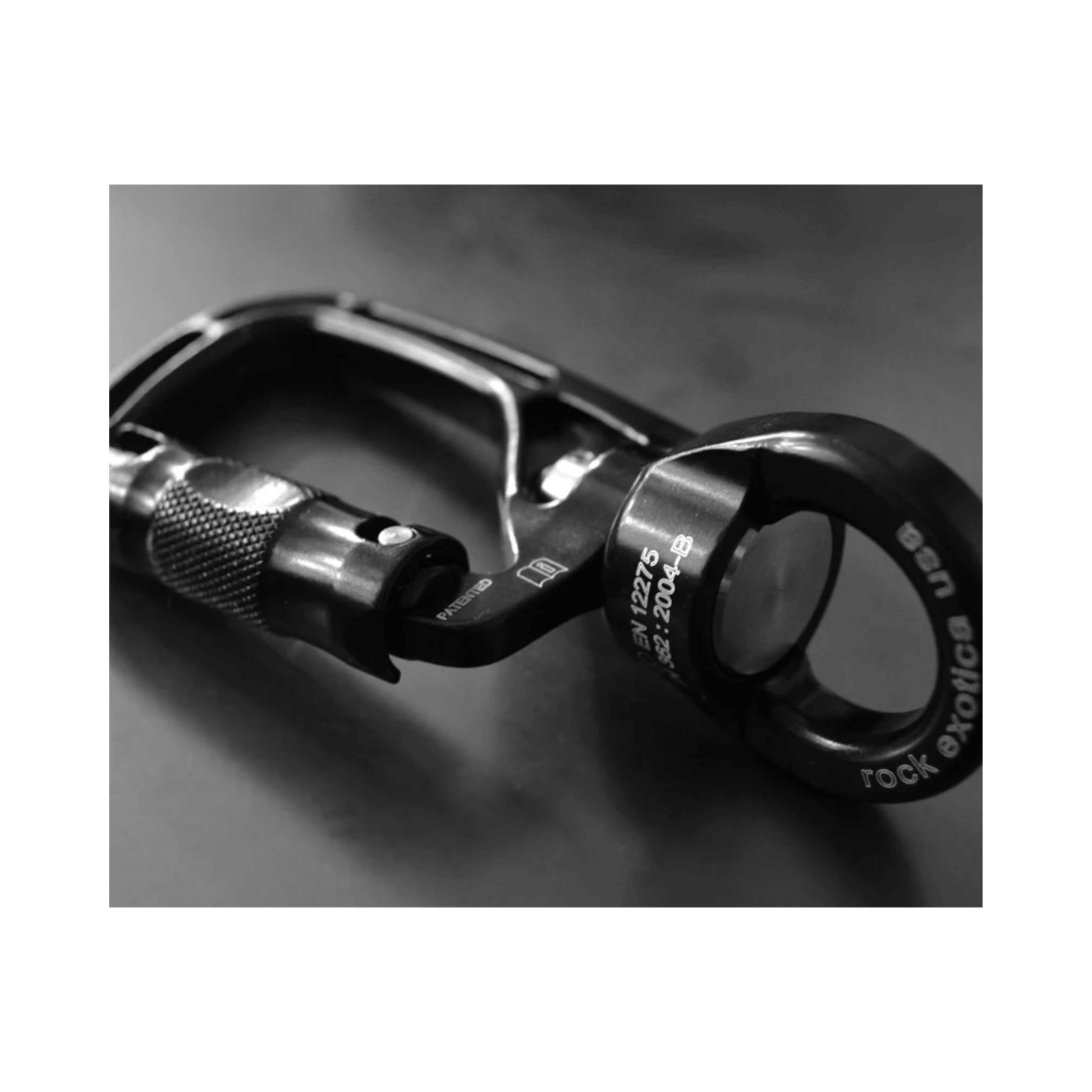 SwivaEye Auto Lock Carabiner showcasing its integrated swivel connector and auto-locking mechanism.