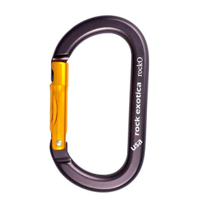 RockO non-locker carabiner tool designed for tree surgeons, featuring an optimized oval shape for strength and gear alignment.