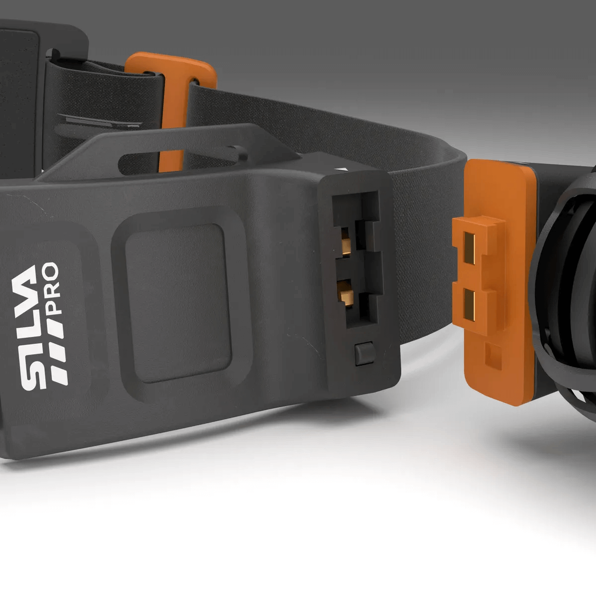 Close-up of FreeLight 3000 headlamp connectors and headband, designed for tree surgeons and outdoor professionals.