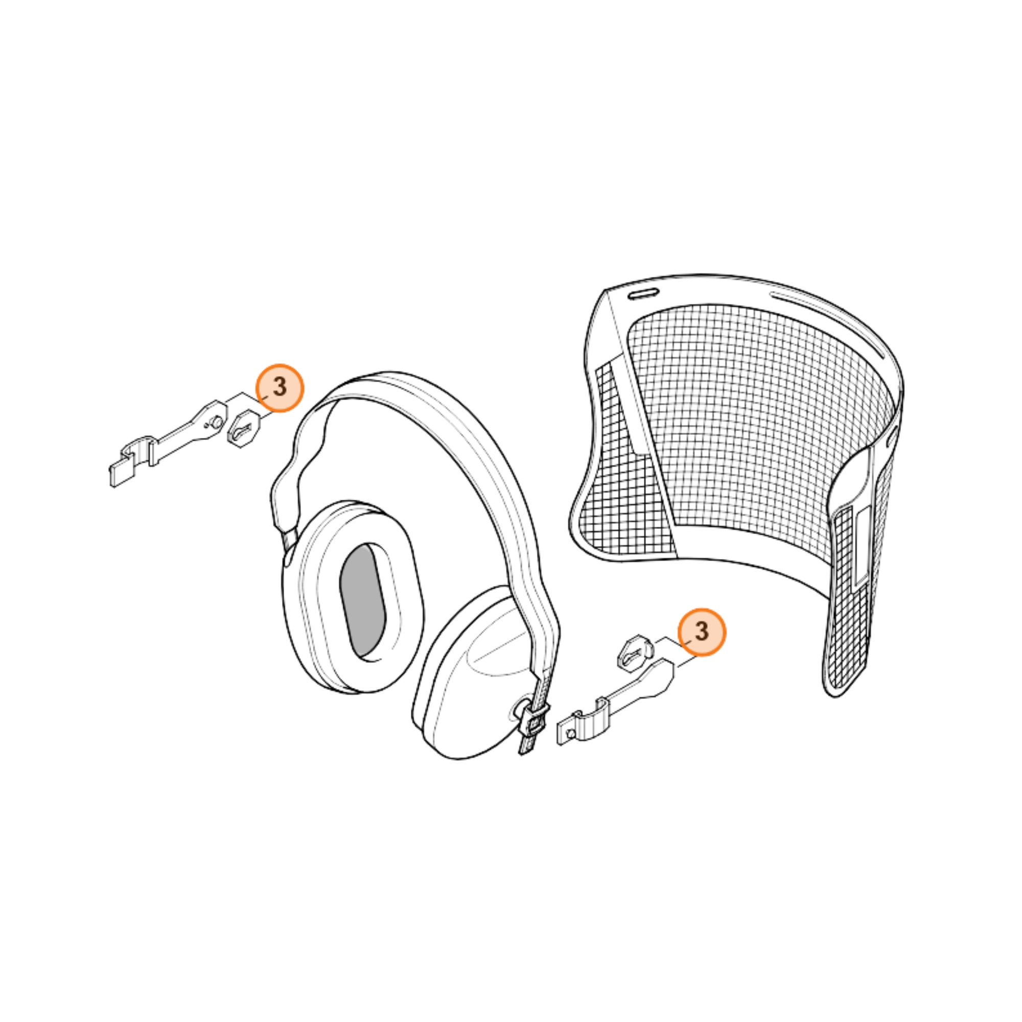 STIHL Holder Clip for ECONOMY Face Shield with ear protection, genuine STIHL parts and service kits for chainsaw maintenance.