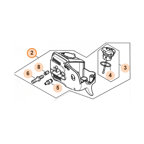 STIHL housing diagram for HT 70, 75, 100 & 101 with labeled parts for easy identification and replacement.