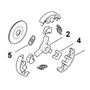 Exploded view of STIHL chainsaw clutch assembly parts diagram for MS260 MS270 MS280 models.