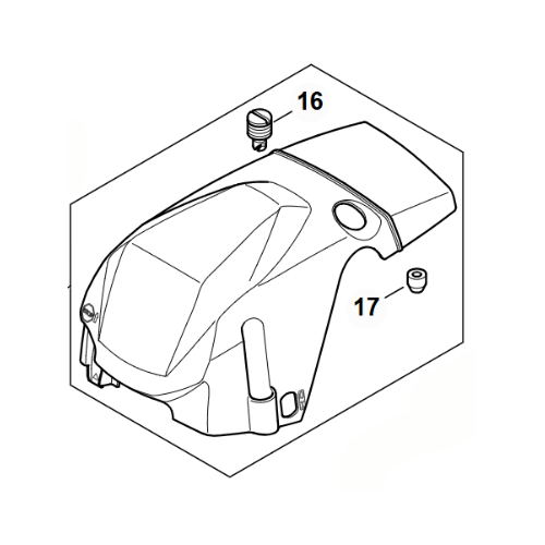 Shroud for STIHL MS362 C-M VW Chainsaw with numbered parts for reference - genuine STIHL replacement part.