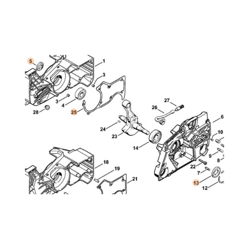 STIHL MS880 gasket set parts diagram showing components for replacement and servicing.
