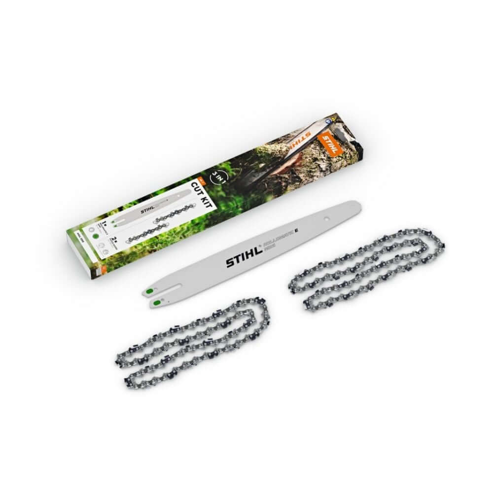 STIHL MSA 200 Cut Kit 7 with guide bar and saw chains, ideal for tree surgeons for optimal cutting performance.