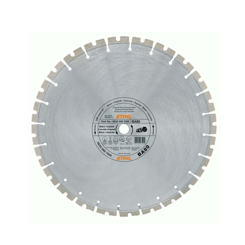 STIHL D-BA90 Universal Cutting Wheel for asphalt, concrete, and blocks, ideal for professional tree surgeons and contractors.