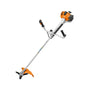 STIHL FS 491 C-EM professional petrol brushcutter with an orange body, gray handle, and black accents.