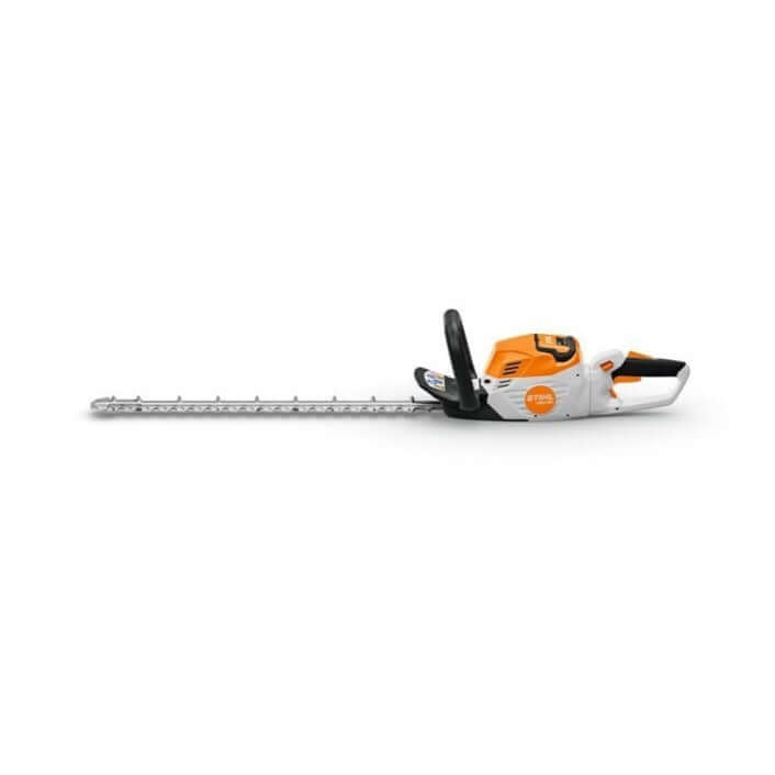 HSA 60 cordless hedge trimmer by STIHL, ideal for homeowners and tree surgeons, featuring a long cutting blade for precision trimming.