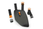 A black support cushion with an orange carry ring and additional straps, designed for use with STIHL FSA, KMA, and BGA tools.