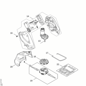 STIHL FSA 30 cordless grass trimmer spare parts diagram showing OEM components for maintenance and repair.