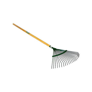 Tarka Country 22 Tine Metal Wire Lawn Rake 54" with wooden handle for efficient lawn care and leaf removal.