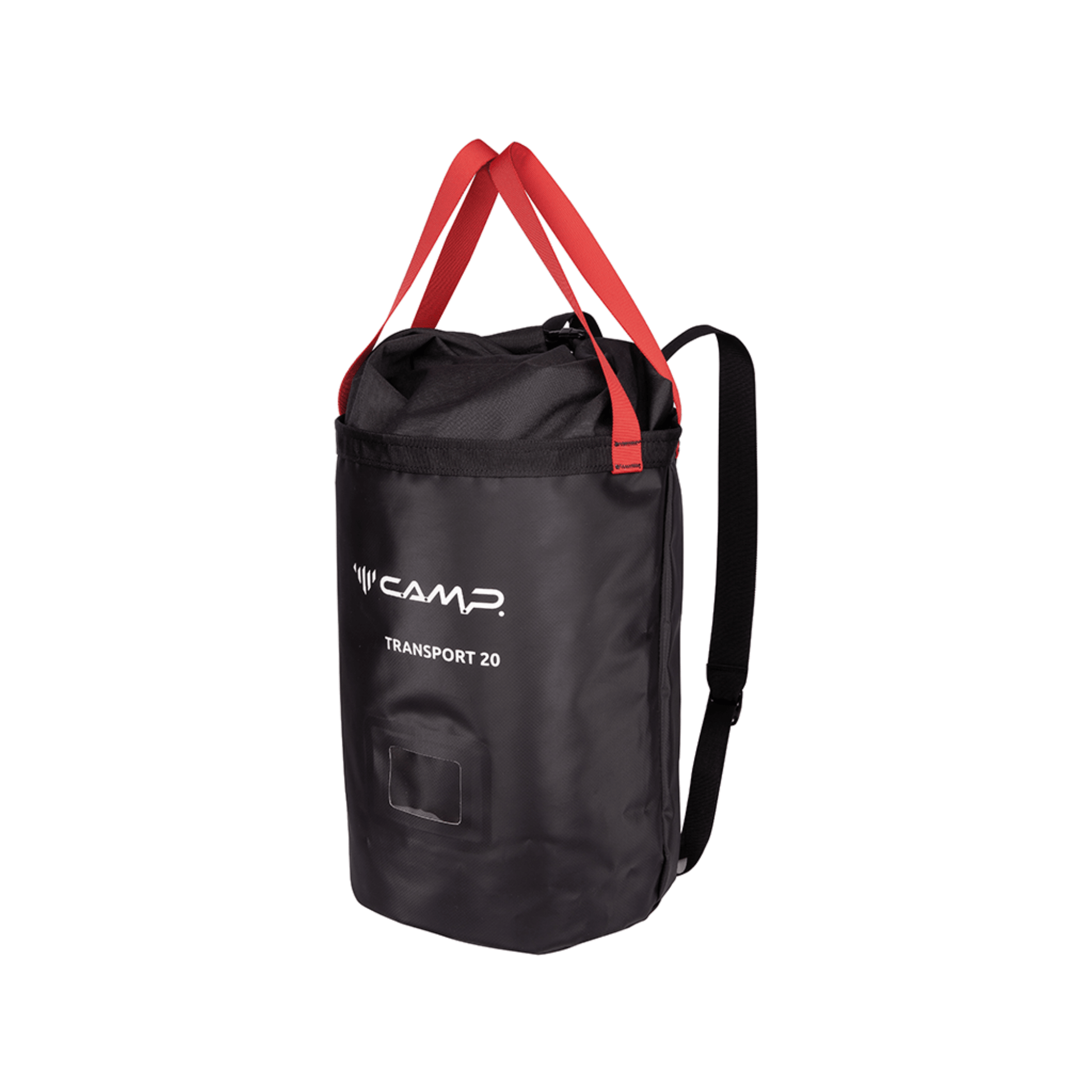 CAMP TRANSPORT 20 Black Rope Bag for tree surgeons, durable, self-standing design for climbing and rope management.
