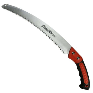 Trojan Curved Hand Saw with rubber grip handle, designed for precision cutting, ideal for Tree Surgeons.
