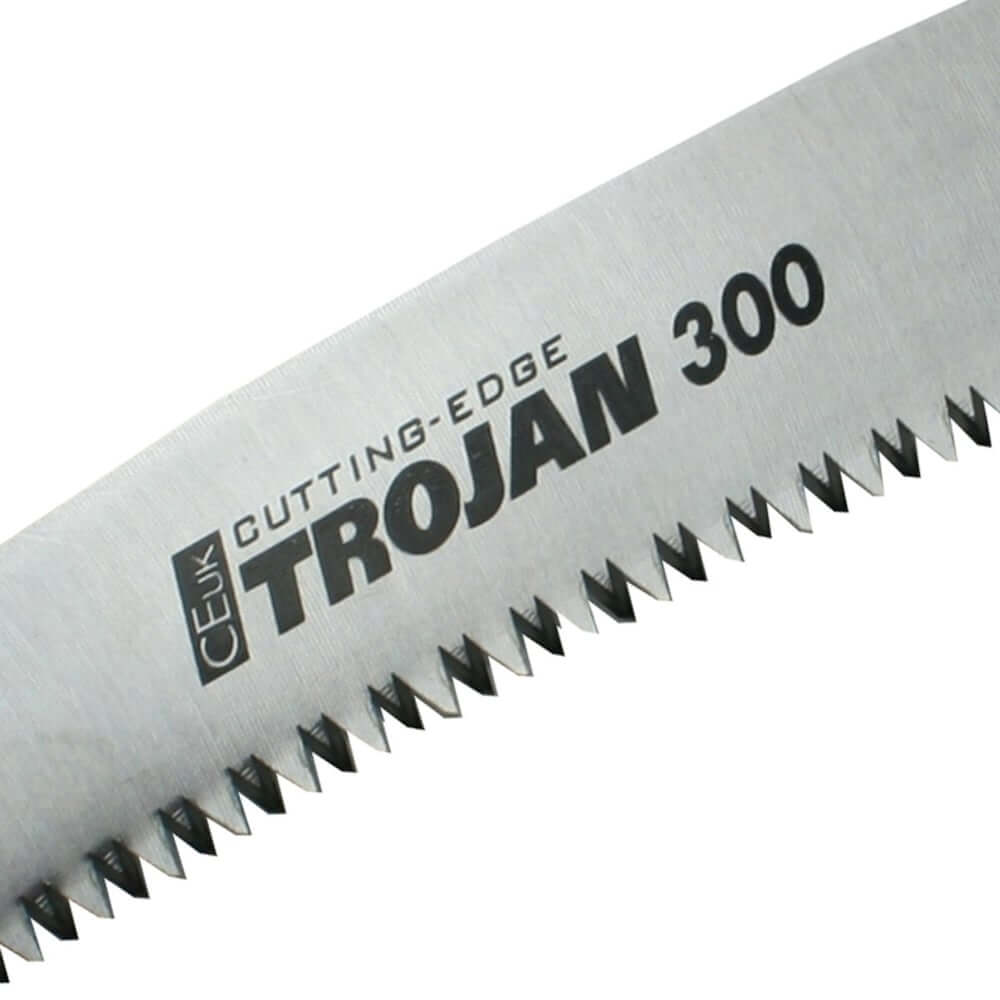 High-quality CEUK Trojan 300 handsaw blade showcasing sharp teeth for tree surgeons and woodworking applications.