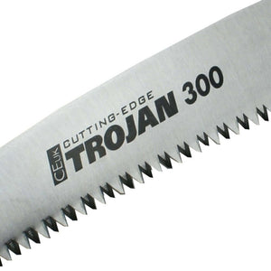 High-quality CEUK Trojan 300 handsaw blade showcasing sharp teeth for tree surgeons and woodworking applications.