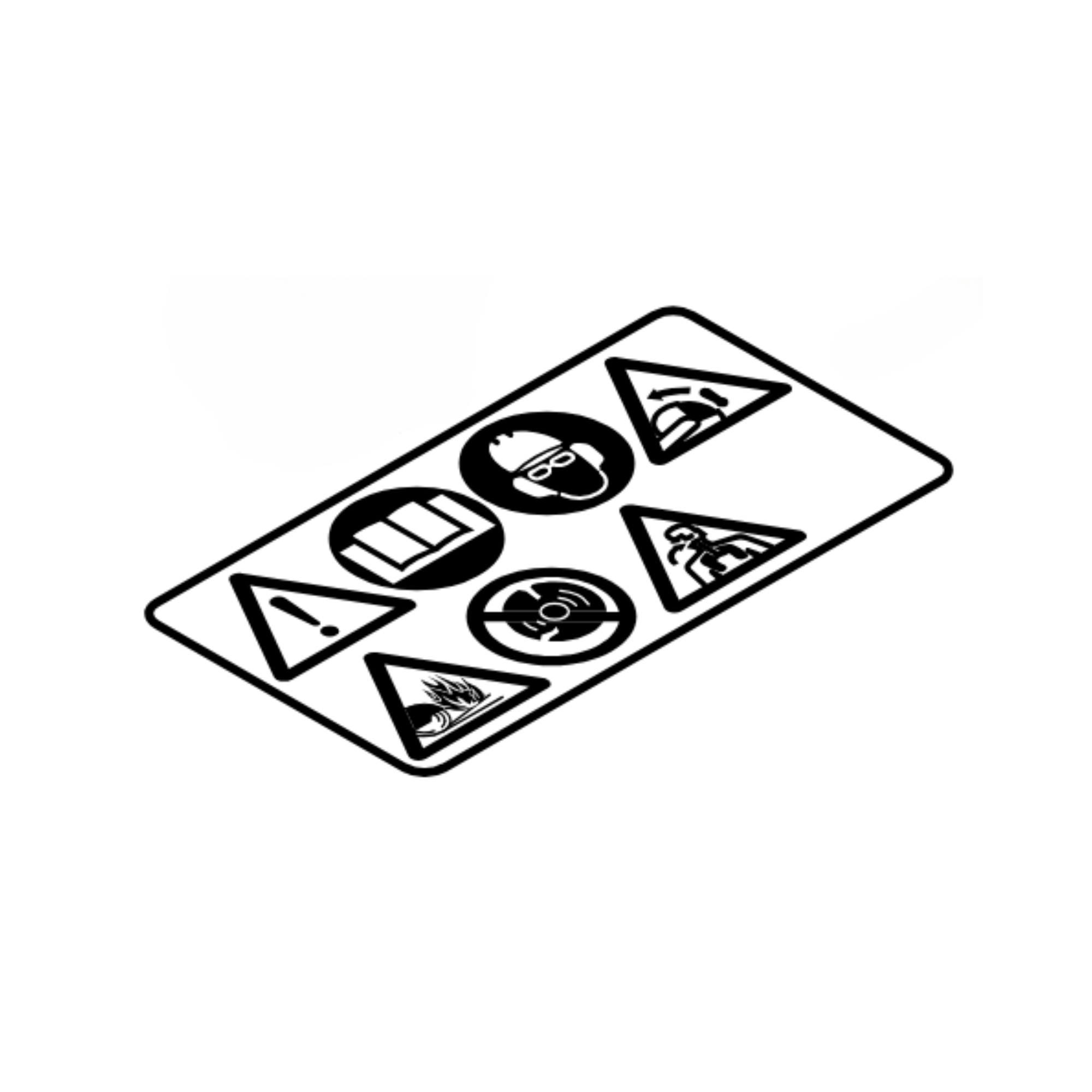 Warning decal featuring safety symbols for STIHL TS410, TS420 disc cutters promoting safe operation and usage.