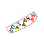 Warning pictogram for iMow RMI 422 and RMI 421, featuring safety icons for STIHL genuine parts and service kits.
