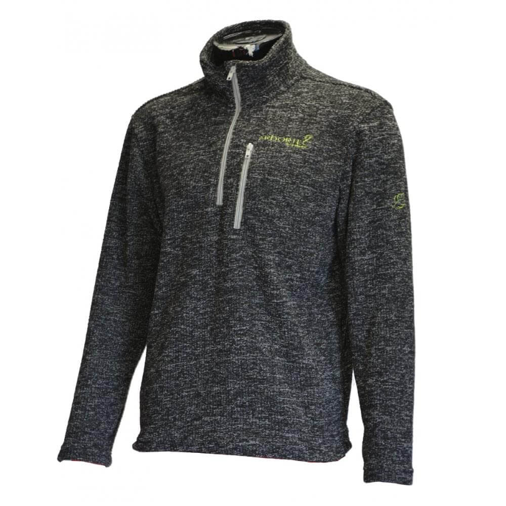 Arbortec Wolf Half-Zip Knitted Fleece in grey, perfect for tree surgeons and outdoor activities.